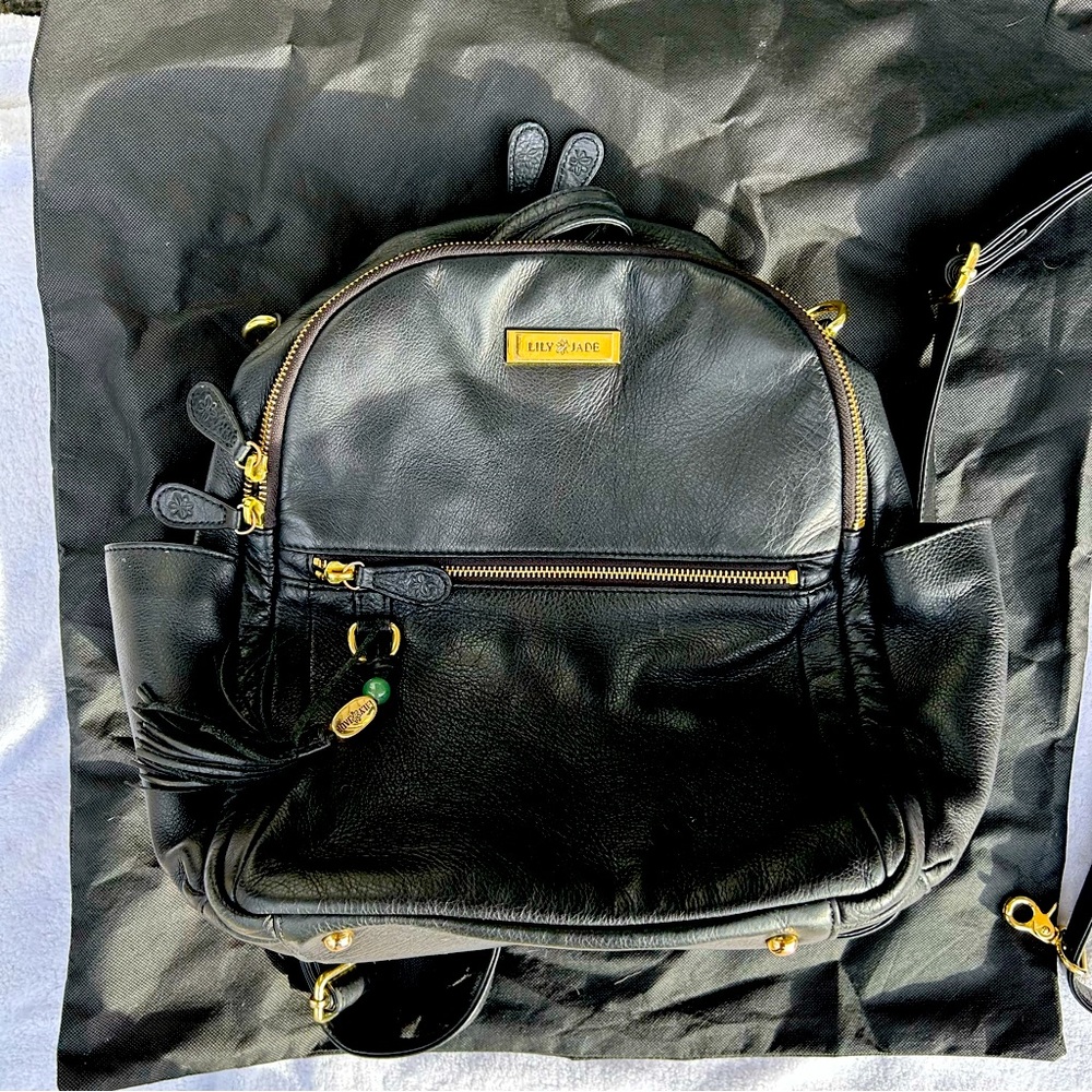Lily Jade Anna Black leather Medium Backpack / Diaper bag